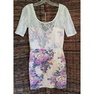 Intimately Free People Lace Mini Dress Women's Small Peach Purple Wedding Guest